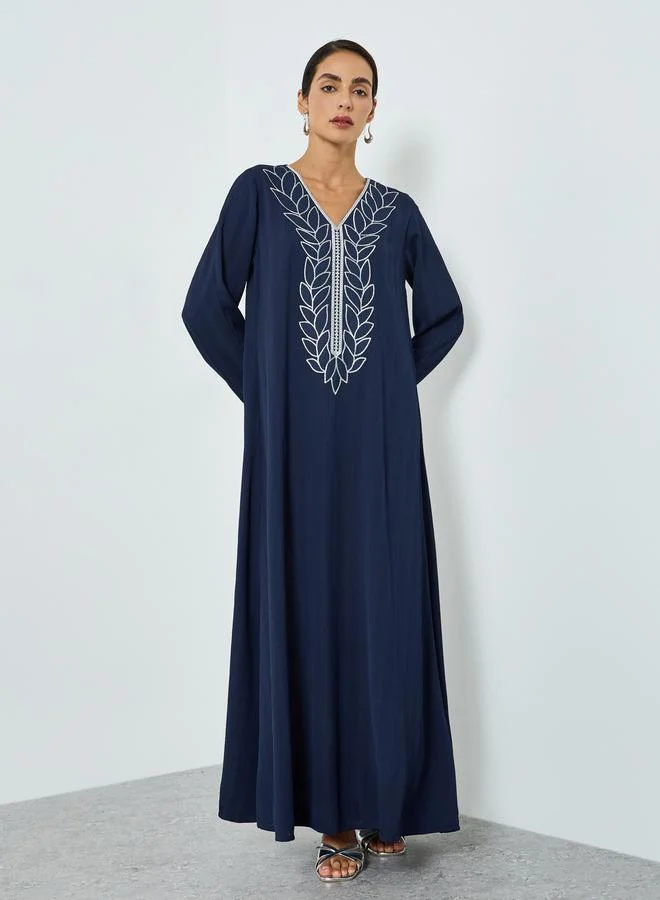 مكسيم كريشن جلابية مطرزة بحافة واسعة للنساء